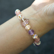 Buddha Stones Amethyst Strawberry Quartz White Crystal Nine-tailed Fox Meditation Bracelet Bracelet BS 5