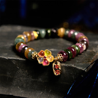 Buddha Stones Tourmaline Jade Safe And Well Love Bracelet Bracelet BS Tourmaline(Wrist Circumference: 14-16cm)