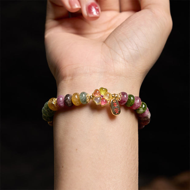Buddha Stones "Wishing You Joy in Every Color" Tourmaline Jade Bracelet Includes Gift Message Card - image 9