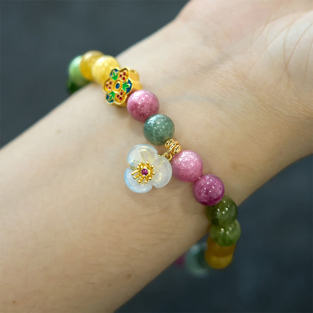 Buddha Stones Tourmaline Wisdom Flower Bracelet Bracelet BS 3