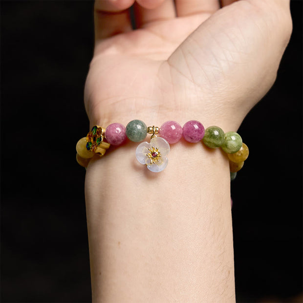 Buddha Stones Tourmaline Wisdom Flower Bracelet