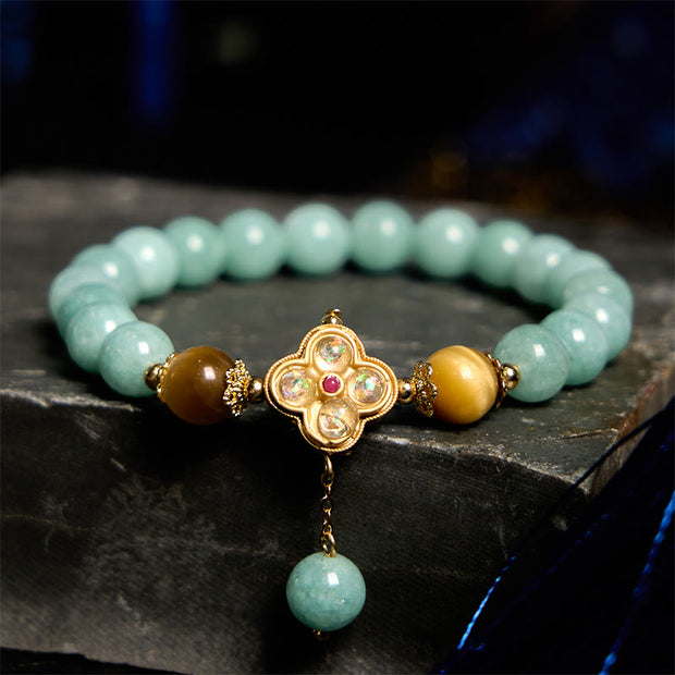 Buddha Stones Jade Yellow Tiger Eye Prosperity Bracelet Bracelet BS Jade Yellow Tiger Eye(Wrist Circumference: 14-16cm)