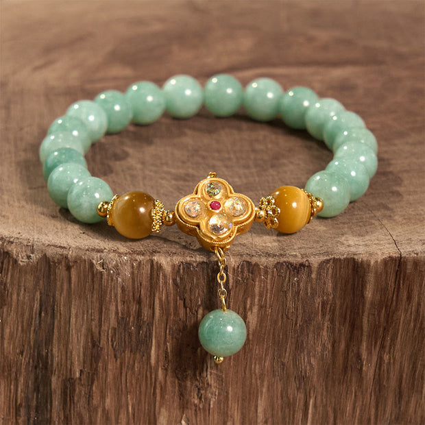 Buddha Stones Jade Yellow Tiger Eye Prosperity Bracelet