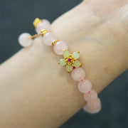 Buddha Stones Pink Crystal Citrine Flower Warmth Bracelet