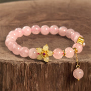 Buddha Stones Pink Crystal Citrine Flower Warmth Bracelet Bracelet BS 1