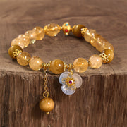 Buddha Stones Citrine Tiger Eye Flower Charm Generosity Bracelet Bracelet BS 1