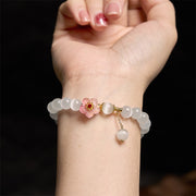 Buddha Stones Chrysoberyl Cat's Eye Pink Flowers Support Bracelet