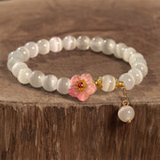 Buddha Stones Chrysoberyl Cat's Eye Pink Flowers Support Bracelet