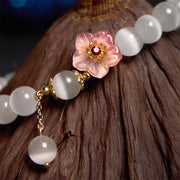 Buddha Stones Chrysoberyl Cat's Eye Pink Flowers Support Bracelet