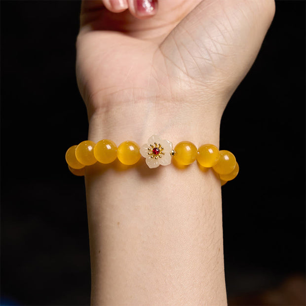 Buddha Stones Cat's Eye Chrysoberyl Flower Love Bracelet