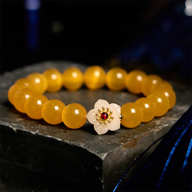 Buddha Stones Cat's Eye Chrysoberyl Flower Love Bracelet