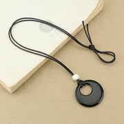 FREE Today: Fulfilment Strength Black Obsidian Liuli Picture Stone Necklace Pendant