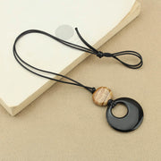 Buddha Stones Black Obsidian Liuli Picture Stone Copper Fulfilment Necklace Pendant Necklaces & Pendants BS 9