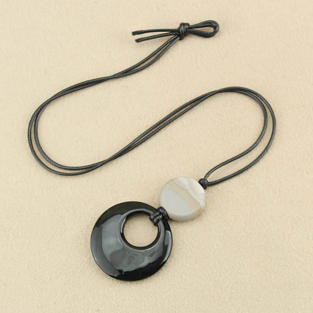 FREE Today: Fulfilment Strength Black Obsidian Liuli Picture Stone Necklace Pendant