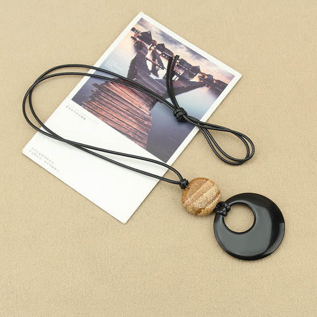 FREE Today: Fulfilment Strength Black Obsidian Liuli Picture Stone Necklace Pendant