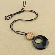 FREE Today: Fulfilment Strength Black Obsidian Liuli Picture Stone Necklace Pendant