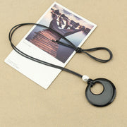 FREE Today: Fulfilment Strength Black Obsidian Liuli Picture Stone Necklace Pendant