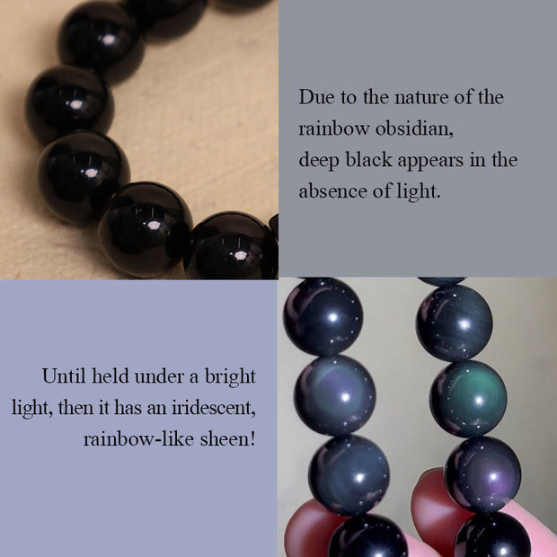 FREE Today: Inner Peace Healing Om Mani Padme Hum Rainbow Obsidian Bracelet