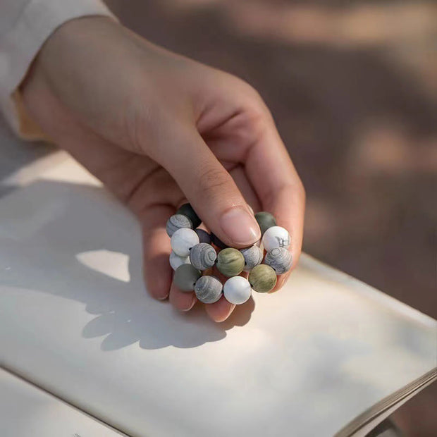 Buddha Stones White Turquoise Picasso Jasper Green Calcite Blessing Bracelet