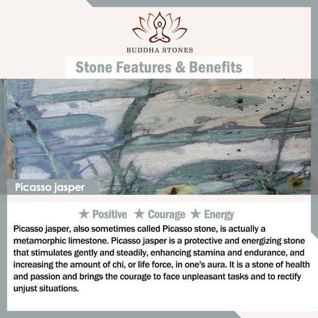 Buddha Stones Natural Picasso Jasper Buddha Face Energy Bracelet - image 10