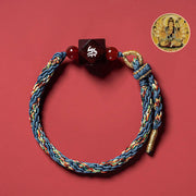 Buddha Stones Chinese Zodiac Natal Buddha Small Leaf Red Sandalwood Red String Protection Bracelet Bracelet BS Rat-Thousand-armed Avalokitesvara