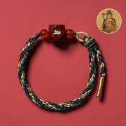 Buddha Stones Chinese Zodiac Natal Buddha Small Leaf Red Sandalwood Red String Protection Bracelet Bracelet BS Rabbit-Manjushri Bodhisattva