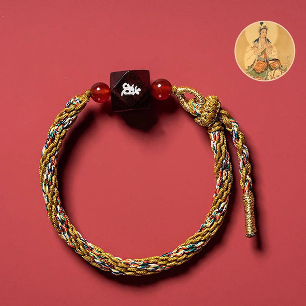 Buddha Stones Chinese Zodiac Natal Buddha Small Leaf Red Sandalwood Red String Protection Bracelet