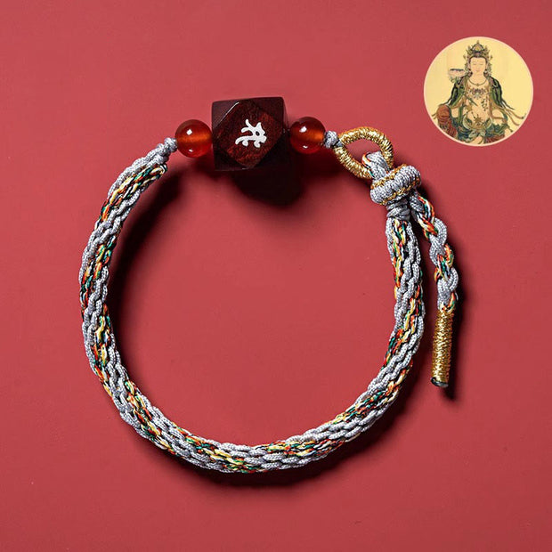 Buddha Stones Chinese Zodiac Natal Buddha Small Leaf Red Sandalwood Red String Protection Bracelet Bracelet BS Horse-Mahasattva Bodhisattva