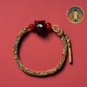 Buddha Stones Chinese Zodiac Natal Buddha Small Leaf Red Sandalwood Red String Protection Bracelet Bracelet BS Goat/Monkey-Tathagata