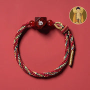 Buddha Stones Chinese Zodiac Natal Buddha Small Leaf Red Sandalwood Red String Protection Bracelet Bracelet BS Dog/Pig-Amitabha Buddha