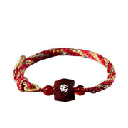 Buddha Stones Chinese Zodiac Natal Buddha Small Leaf Red Sandalwood Red String Protection Bracelet