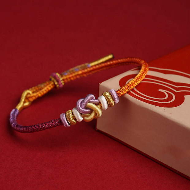 Buddha Stones Red String Heart Knot Protection Braided Bracelet