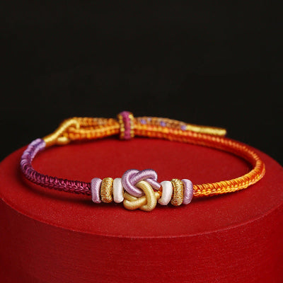 Buddha Stones Red String Heart Knot Protection Braided Bracelet