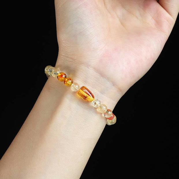 Buddha Stones Natural Citrine Pearl Topaz White Crystal Protection Bracelet Bracelet BS 2