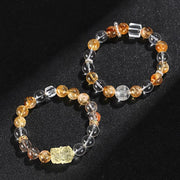 Buddha Stones Natural Citrine Pearl Topaz White Crystal Protection Bracelet Bracelet BS 15