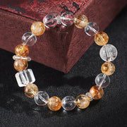 Buddha Stones Natural Citrine Pearl Topaz White Crystal Protection Bracelet Bracelet BS 12