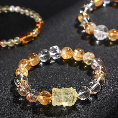 Buddha Stones Natural Citrine Pearl Topaz White Crystal Protection Bracelet Bracelet BS main