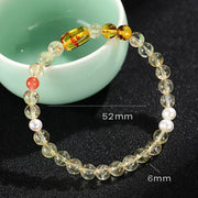 Buddha Stones Natural Citrine Pearl Topaz White Crystal Protection Bracelet