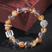 Buddha Stones Natural Citrine Pearl Topaz White Crystal Protection Bracelet Bracelet BS 11