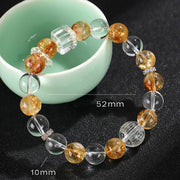 Buddha Stones Natural Citrine Pearl Topaz White Crystal Protection Bracelet