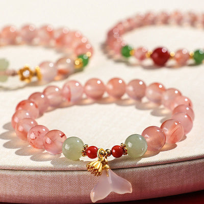 Buddha Stones South Red Agate Butterfly Orchid Hetian Jade Luck Bracelet Bracelet BS main