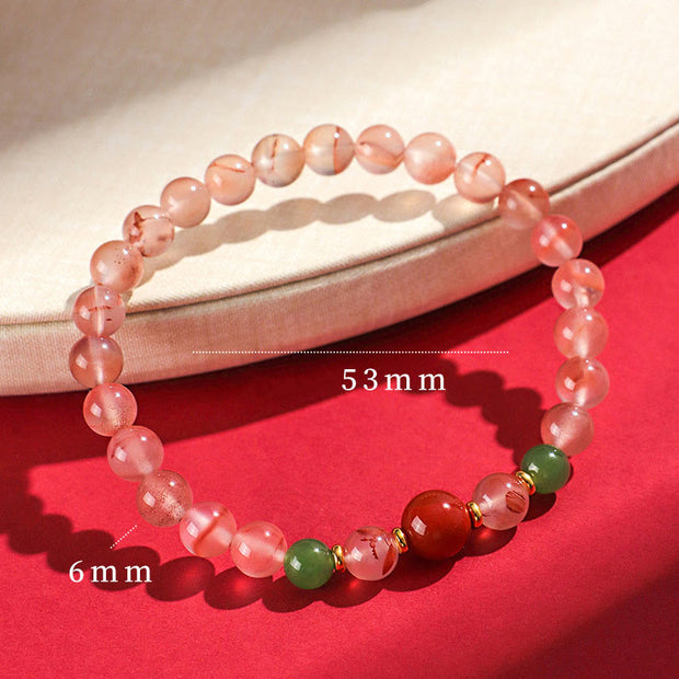 Buddha Stones South Red Agate Butterfly Orchid Hetian Jade Luck Bracelet Bracelet BS South Red Agate(Wrist Circumference: 15-17cm)