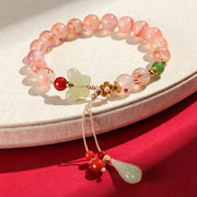 Buddha Stones South Red Agate Butterfly Orchid Hetian Jade Luck Bracelet Bracelet BS 16