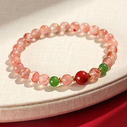 Buddha Stones South Red Agate Butterfly Orchid Hetian Jade Luck Bracelet