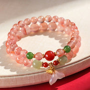 Buddha Stones South Red Agate Butterfly Orchid Hetian Jade Luck Bracelet Bracelet BS 4