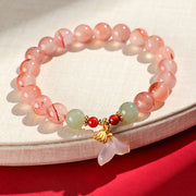 Buddha Stones South Red Agate Butterfly Orchid Hetian Jade Luck Bracelet Bracelet BS 3