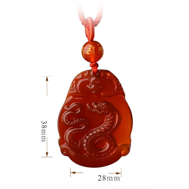 Buddha Stones Chinese Zodiac Red Agate Calm Necklace Pendant