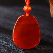 Buddha Stones Chinese Zodiac Red Agate Calm Necklace Pendant