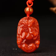 Buddha Stones Chinese Zodiac Red Agate Calm Necklace Pendant