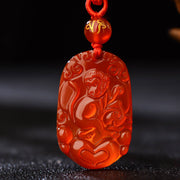 Buddha Stones Chinese Zodiac Red Agate Calm Necklace Pendant